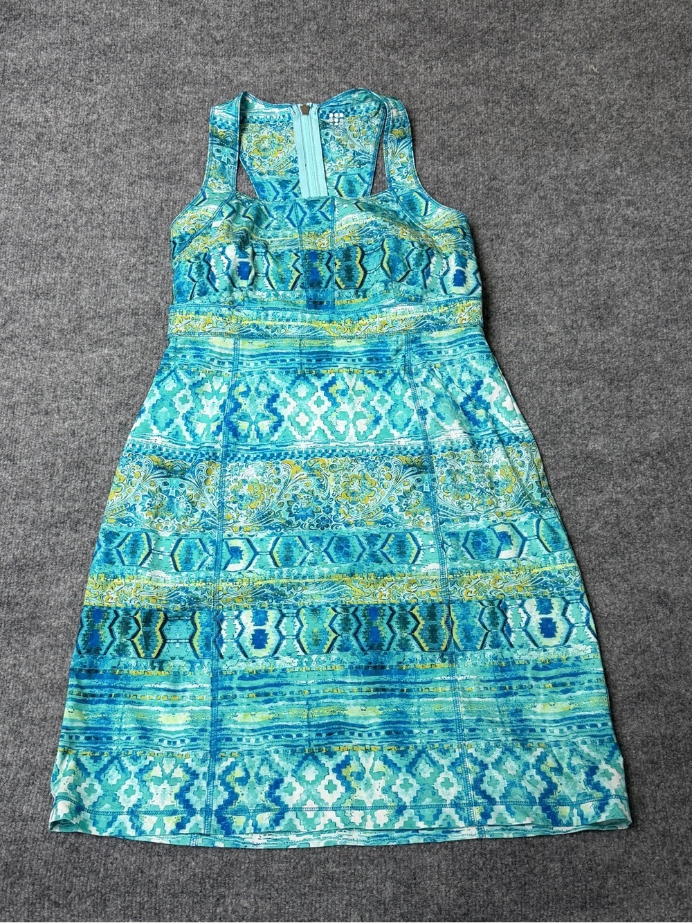Title Nine Dress Womens Nimblene Trouble Athletic Racerback Teal Blue Print